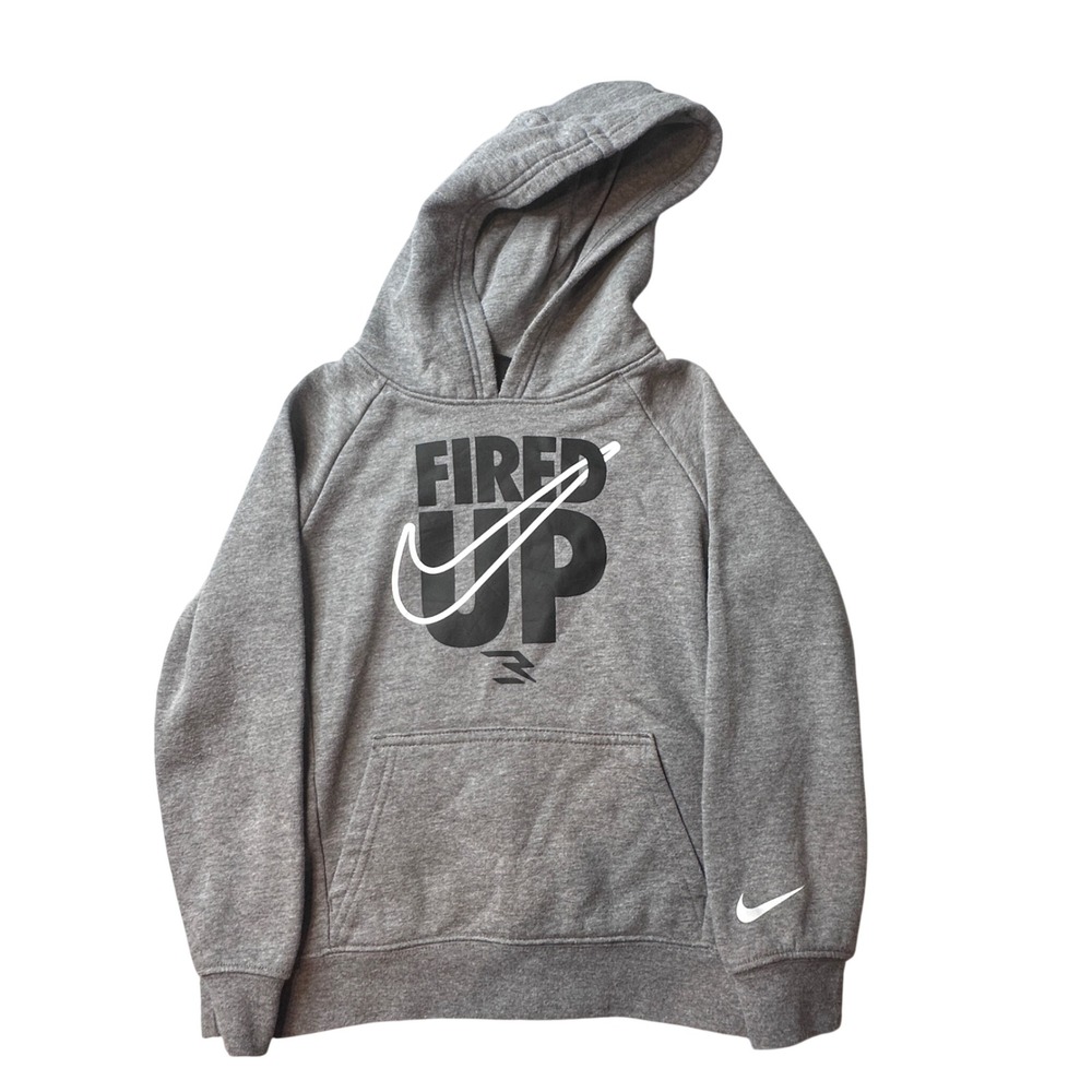 Nike Hoodie Boys 7 3 Brand Russell Wilson Fired Up Grey Graphic Sweatshirt Kids